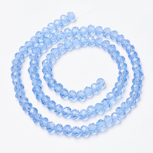 Crystal Glass Beads, Rondelle, Transparent, Faceted, Light Blue, 8mm - BEADED CREATIONS