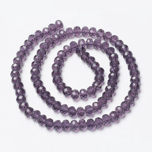 Crystal Glass Beads, Rondelle, Transparent, Faceted, Medium Purple, 8mm - BEADED CREATIONS