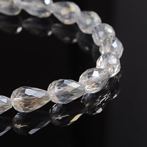 Crystal Glass Beads, Teardrop, Faceted, Clear, AB, 12mm - BEADED CREATIONS