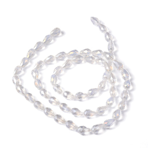 Crystal Glass Beads, Teardrop, Faceted, Clear, AB, 12mm - BEADED CREATIONS