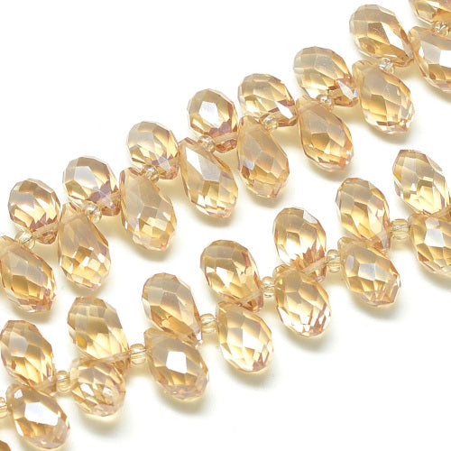 Crystal Glass Beads, Teardrop, Faceted, Navajo White, 12mm - BEADED CREATIONS