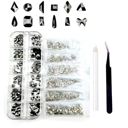 Crystal Rhinestones, Nail Art Kit, Assorted, Black