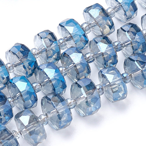 Crystal Glass Beads, Rondelle, Faceted, Bermuda Blue, 8mm - BEADED CREATIONS