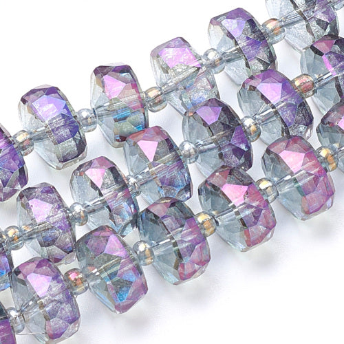 Crystal Glass Beads, Rondelle, Faceted, Lavender AB, 8mm - BEADED CREATIONS