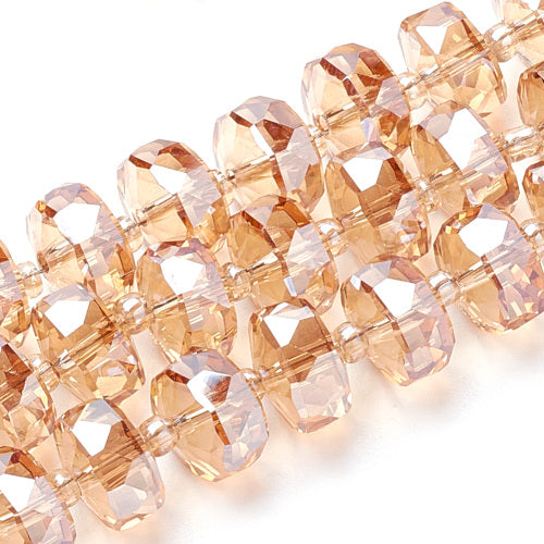 Crystal Glass Beads, Rondelle, Faceted, Peach Puff, 8mm - BEADED CREATIONS