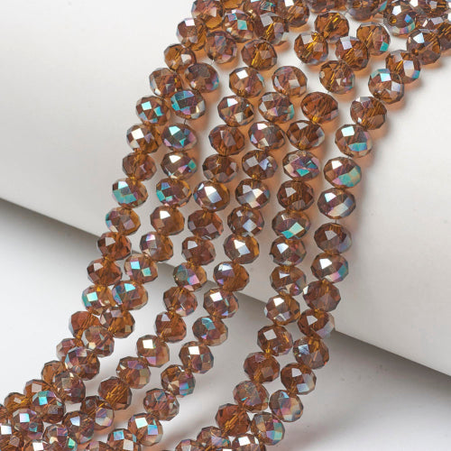 Crystal Glass Beads, Rondelle, Faceted, Sienna AB, 4mm - BEADED CREATIONS