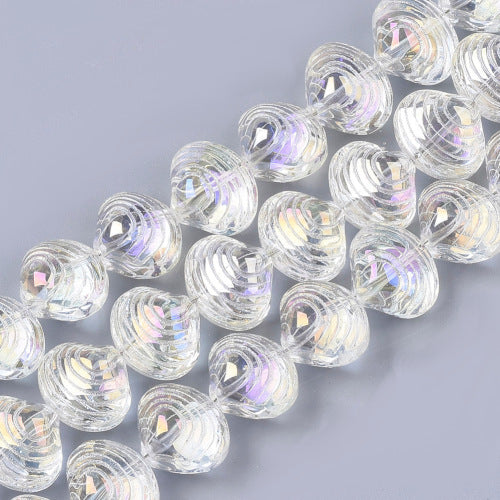 Crystal Glass Beads, Shell Shape, Crystal AB, 12mm - BEADED CREATIONS