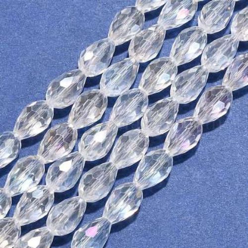 Crystal Glass Beads, Teardrop, Faceted, Crystal AB, 12mm - BEADED CREATIONS