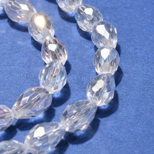 Crystal Glass Beads, Teardrop, Faceted, Crystal AB, 12mm - BEADED CREATIONS