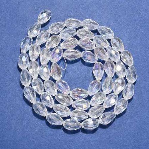 Crystal Glass Beads, Teardrop, Faceted, Crystal AB, 12mm - BEADED CREATIONS