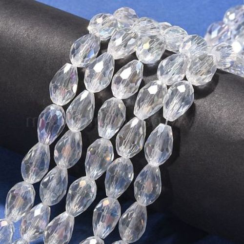 Crystal Glass Beads, Teardrop, Faceted, Crystal AB, 12mm - BEADED CREATIONS
