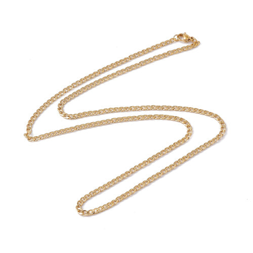 Curb Chain Necklace, Stainless Steel, 18K Gold Plated, 60cm - BEADED CREATIONS