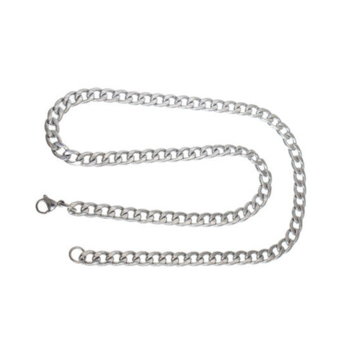 Curb Chain Necklace, Stainless Steel, Silver, 55cm - BEADED CREATIONS