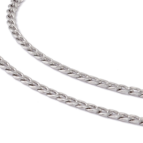 Curb Chain Necklace, Stainless Steel, Silver, 60cm - BEADED CREATIONS