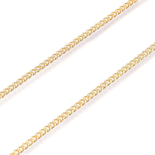 Curb Chain, Brass, Diamond Cut, Faceted, Soldered, Matte Gold, 1.5x1mm - BEADED CREATIONS