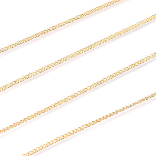 Curb Chain, Brass, Diamond Cut, Faceted, Soldered, Matte Gold, 1.5x1mm - BEADED CREATIONS