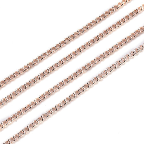 Curb Chain, Brass, Soldered, Rose Gold, Plated, 2x1.5mm - BEADED CREATIONS