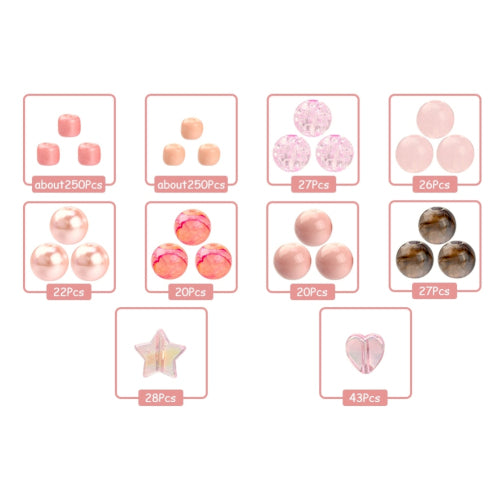 DIY Bead Kit, Acrylic, Glass, Pink, 713 Pieces - BEADED CREATIONS
