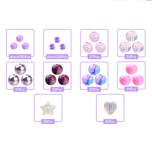 DIY Bead Kit, Acrylic, Glass, Purple, 708 Pieces - BEADED CREATIONS