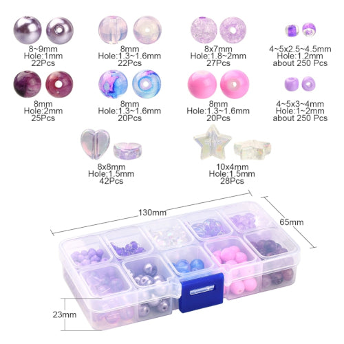 DIY Bead Kit, Acrylic, Glass, Purple, 708 Pieces - BEADED CREATIONS