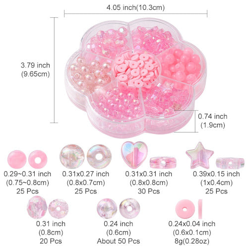 DIY Bead Kit, Acrylic, Polymer Clay, Assorted Beads, Pink - BEADED CREATIONS