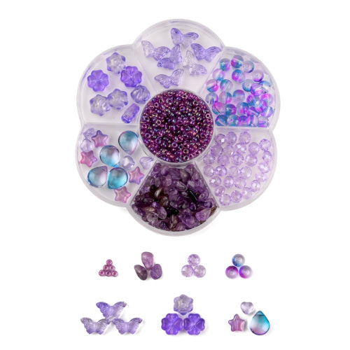 DIY Bead Kit, Glass, Amethyst Gemstone, Purple - BEADED CREATIONS