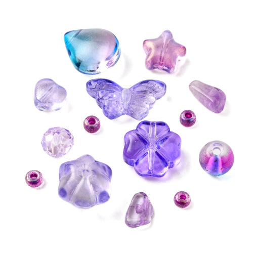 DIY Bead Kit, Glass, Amethyst Gemstone, Purple - BEADED CREATIONS