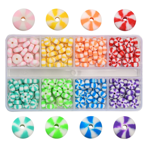 DIY Bead Kit, Polymer Clay, Candy Swirl, Assorted, 6.8-8mm - BEADED CREATIONS
