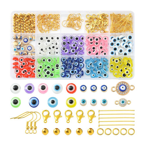 DIY Jewelry Making Kits, Evil Eye, Beads And Findings, Gold Plated- BEADED CREATIONS