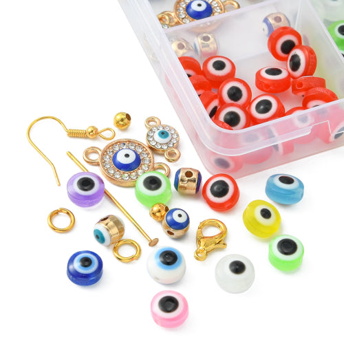 DIY Jewelry Making Kits, Evil Eye, Beads And Findings, Gold Plated - BEADED CREATIONS