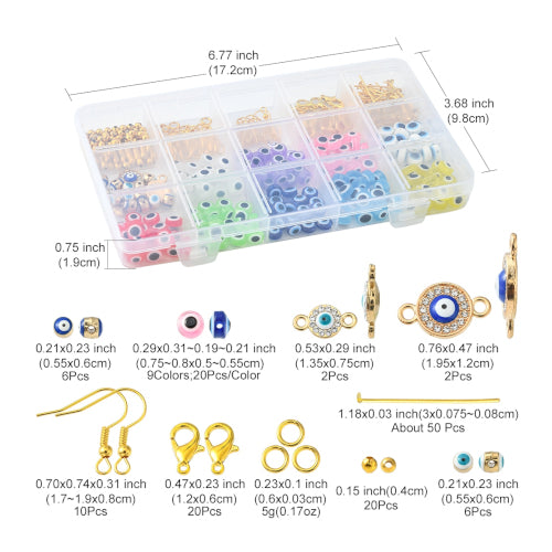 DIY Jewelry Making Kits, Evil Eye, Beads And Findings, Gold Plated - BEADED CREATIONS