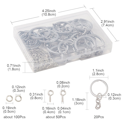 DIY Kit, Key Rings, Silver, 170 Pcs - BEADED CREATIONS