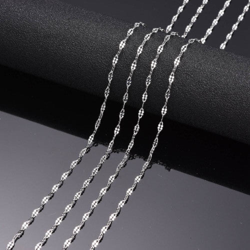 Dapped Cable Chain, Stainless Steel, Soldered, Silver, 4x2mm - BEADED CREATIONS