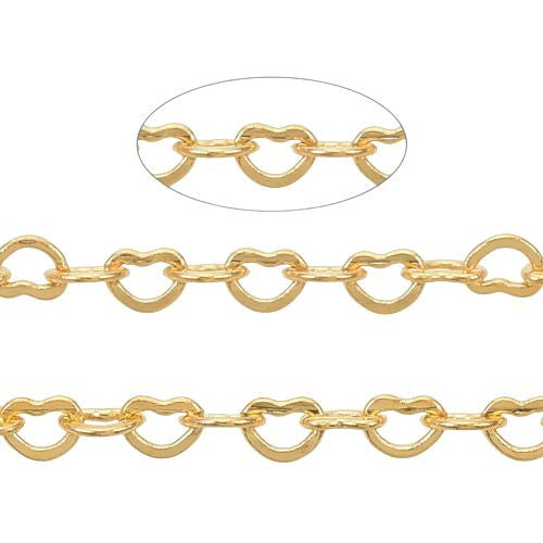 Decorative Chain, Brass, Heart Link, Soldered, Golden, 1.8x2.4mm - BEADED CREATIONS