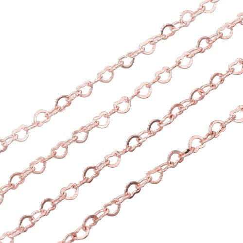 Decorative Chain, Brass, Heart Link, Soldered, Rose Gold, 1.8x2.4mm - BEADED CREATIONS