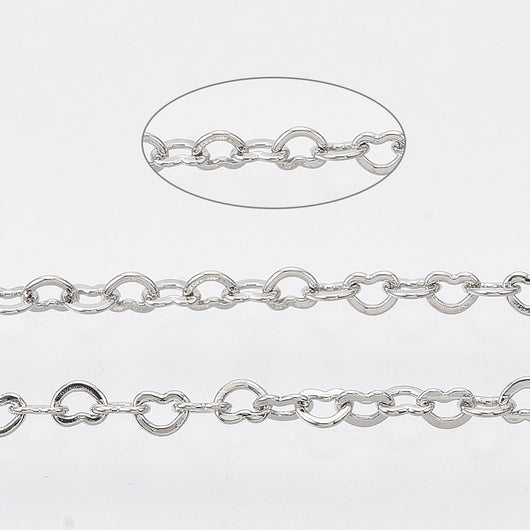 Decorative Chain, Brass, Heart Link, Soldered, Silver, 1.8x2.4mm - BEADED CREATIONS