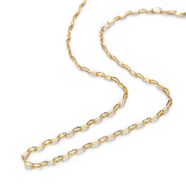 Diamond Cut Lace Chain Necklace, Stainless Steel, Gold Plated, 50cm - BEADED CREATIONS