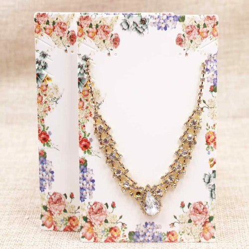 Display Cards, Earrings And Necklace, Paper, Square, Pink, Purple, Floral, 63.5x51mm - BEADED CREATIONS