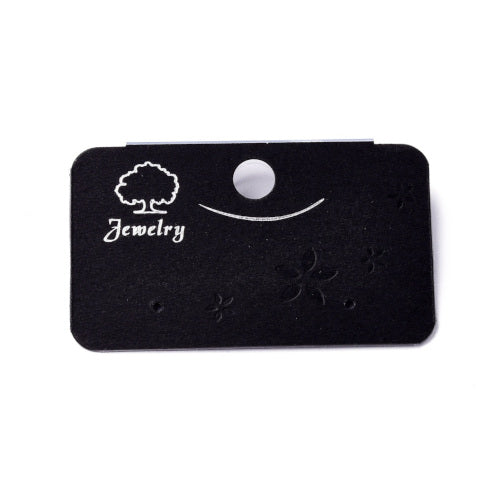 Display Cards, Earrings, Rectangle, Black, Embossed, With Plastic Back, 31x52mm - BEADED CREATIONS