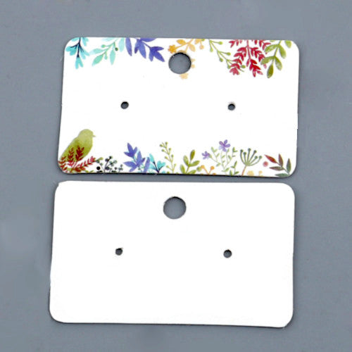 Display Cards, Earrings, Rectangle, Multicolored, Birds And Leaves, 5x3cm - BEADED CREATIONS