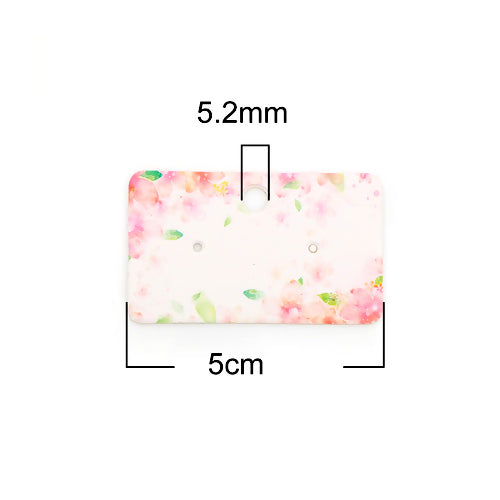 Display Cards, Earrings, Rectangle, Pink Floral, 5x3cm - BEADED CREATIONS