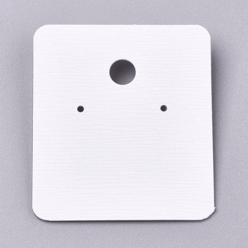 Display Cards, Earrings, Rectangle, White, With Plastic Back, 45.5x40mm - BEADED CREATIONS