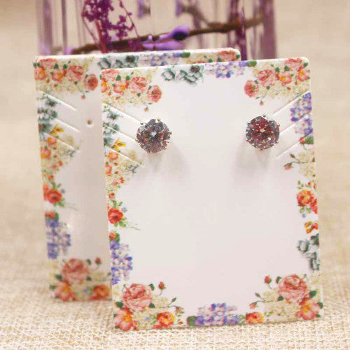 Display Cards, Square, Floral, Pink, Purple, 63.5x51mm - BEADED CREATIONS