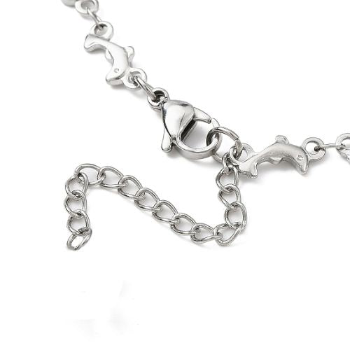 Dolphin Link Chain Necklace, Stainless Steel, Silver, 45cm - BEADED CREATIONS