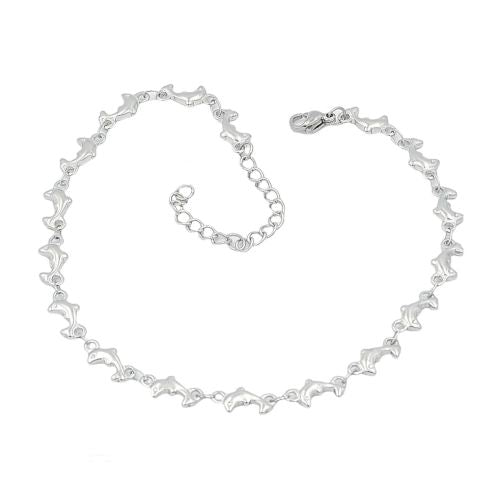 Dolphin Link Chain Necklace, Stainless Steel, Silver, 45cm - BEADED CREATIONS