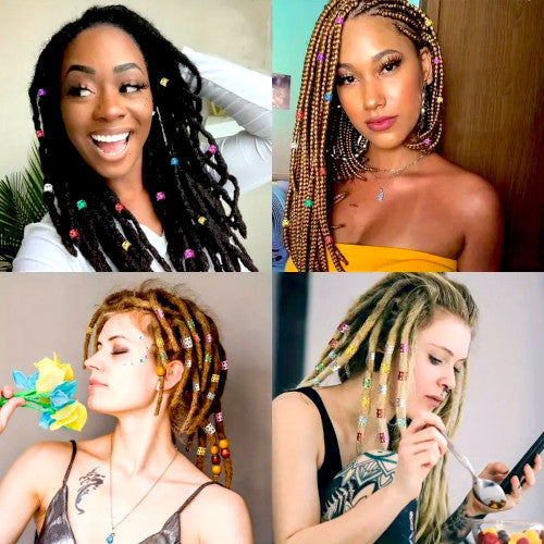 Dreadlock Beads, Hair Cuffs, Hair Braiding Beads, Assorted, 12mm