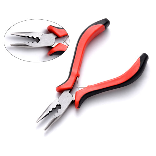 Dual Crimping Pliers, Carbon Steel, Rubber, Red, Black, 13cm - BEADED CREATIONS