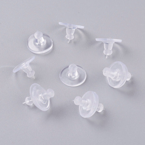 Ear Nuts, Plastic, Bullet Clutch Earring Backs With Pad, Clear, 10x6mm - BEADED CREATIONS