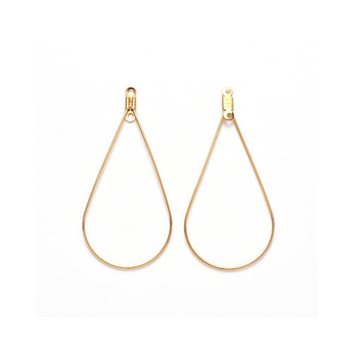 Earring Findings, Stainless Steel, Teardrop, Double Loops, (PVD), Gold, 48.5mm - BEADED CREATIONS