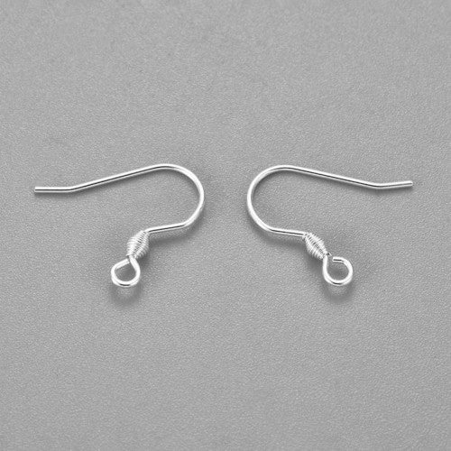 French Wire Earring Making Ball Hooks in Sterling Silver 20mm - TJS